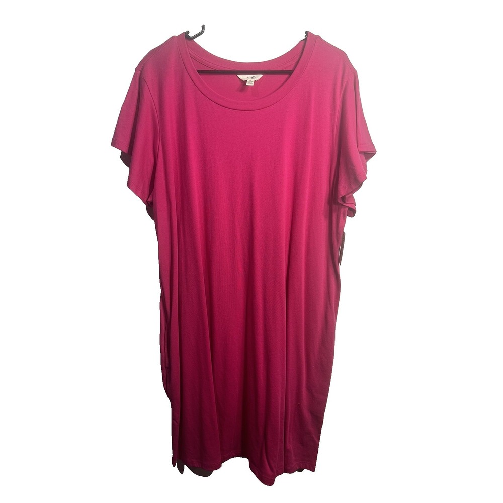 terra & sky‎ womens pink short sleeve shirt dress plus size 1X 16w 18w pockets